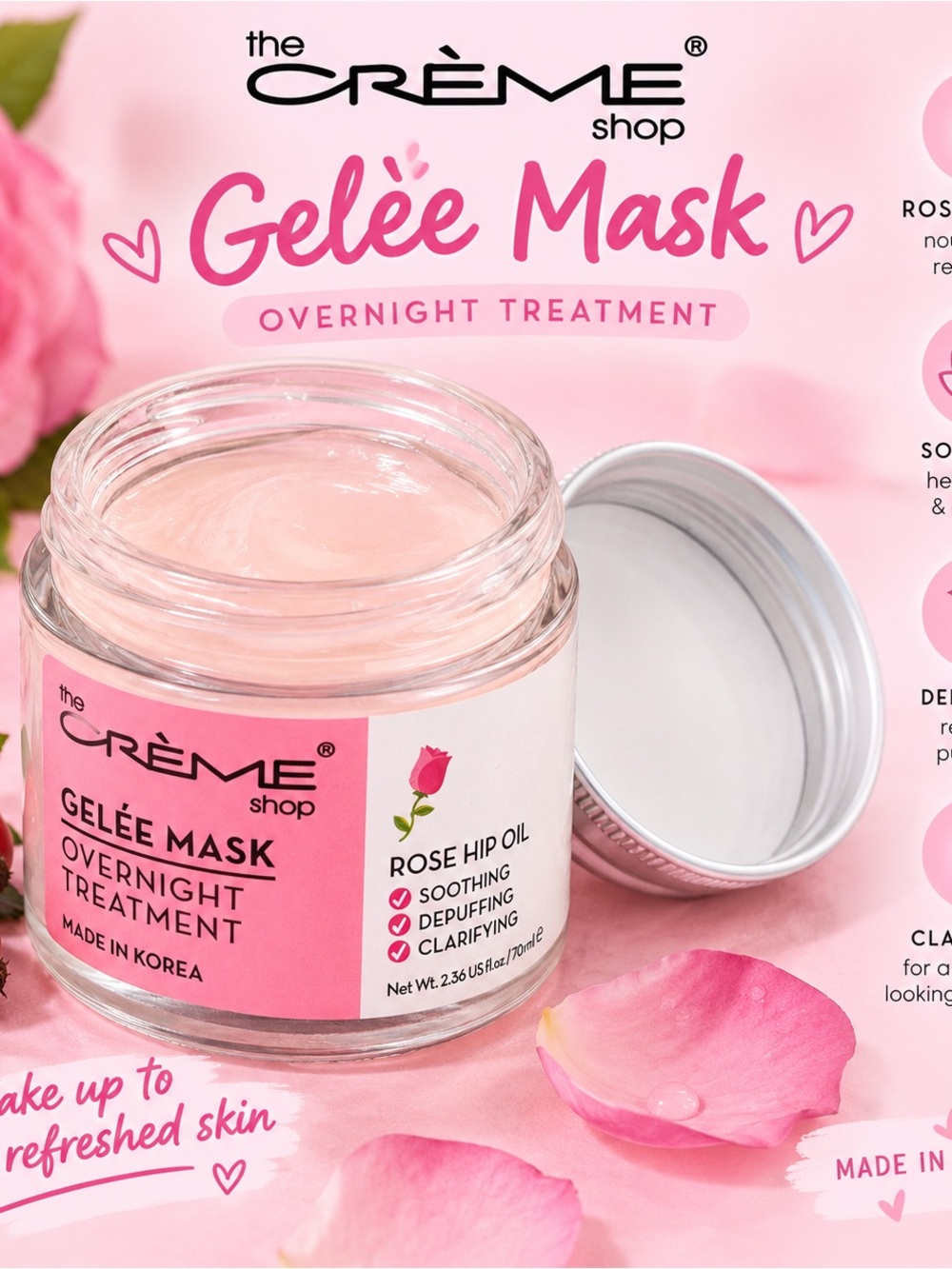 The Crème Shop Gelée Mask Overnight Treatment - Rose Hip Oil